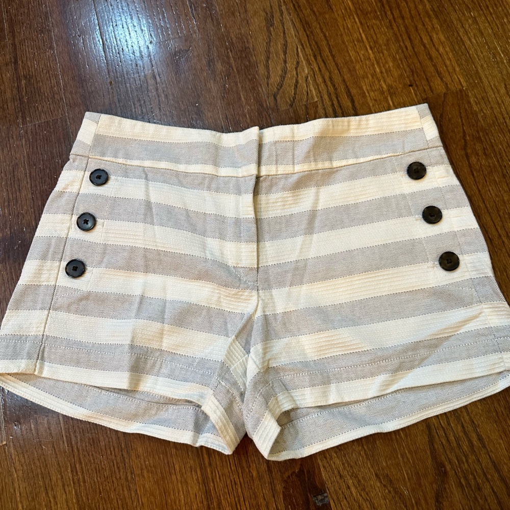 Loft Size 4 grey and white striped shorts